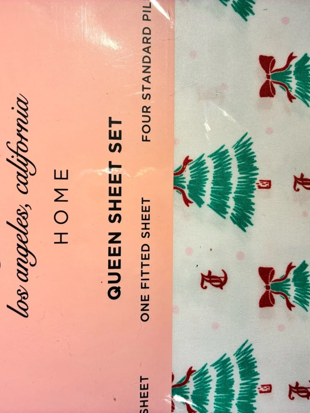 Juicy Couture Queen Sheet Set in White and Green Tree Print